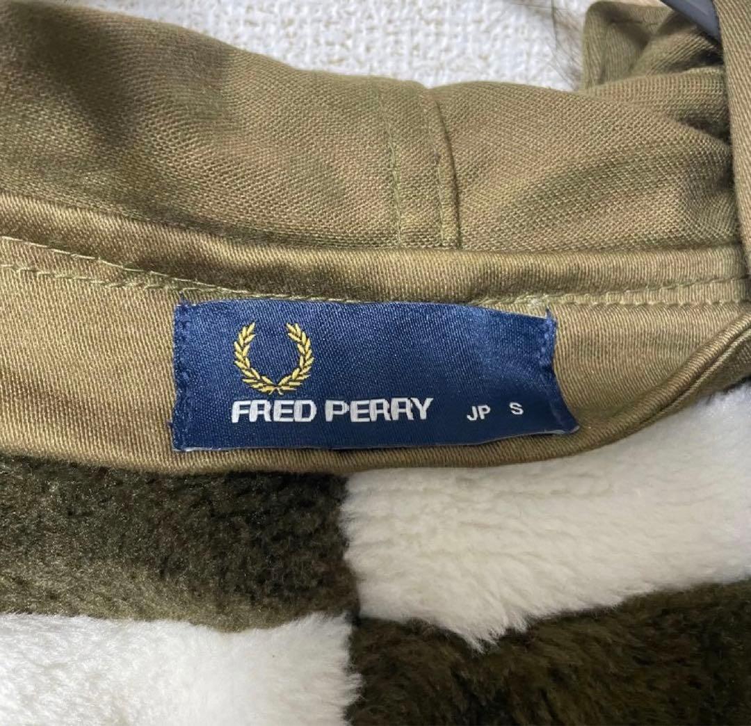 【美品】フレッドペリー モッズコート ロング ブロック チェック 刺繍ロゴ