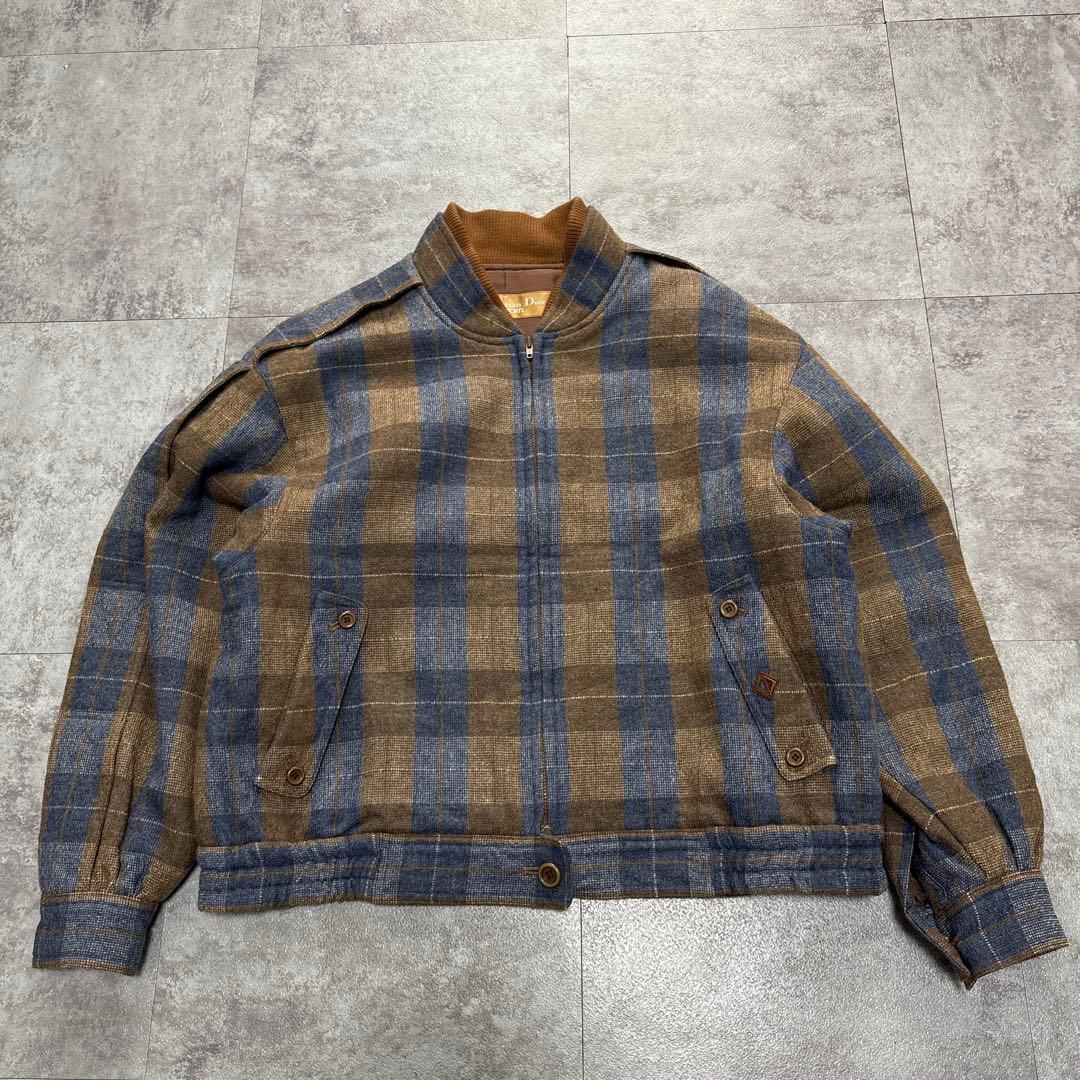 vintage dior wool check bomber jacket M - メルカリ