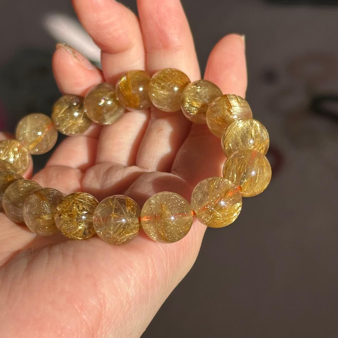 【超破格】期間限定 最高品質 タイチン ルチルクォーツ 11.5-12mm 金運