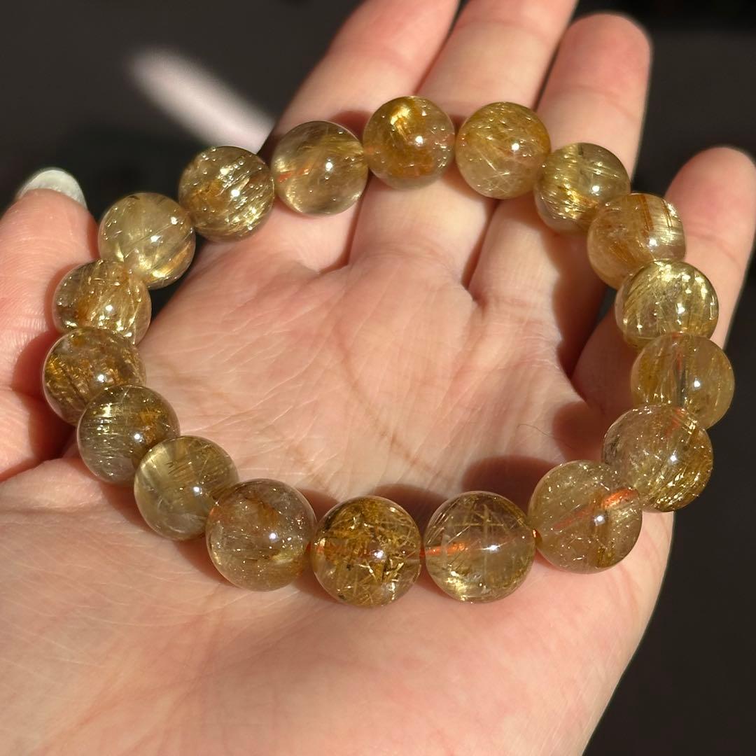 【超破格】期間限定 最高品質 タイチン ルチルクォーツ 11.5-12mm 金運