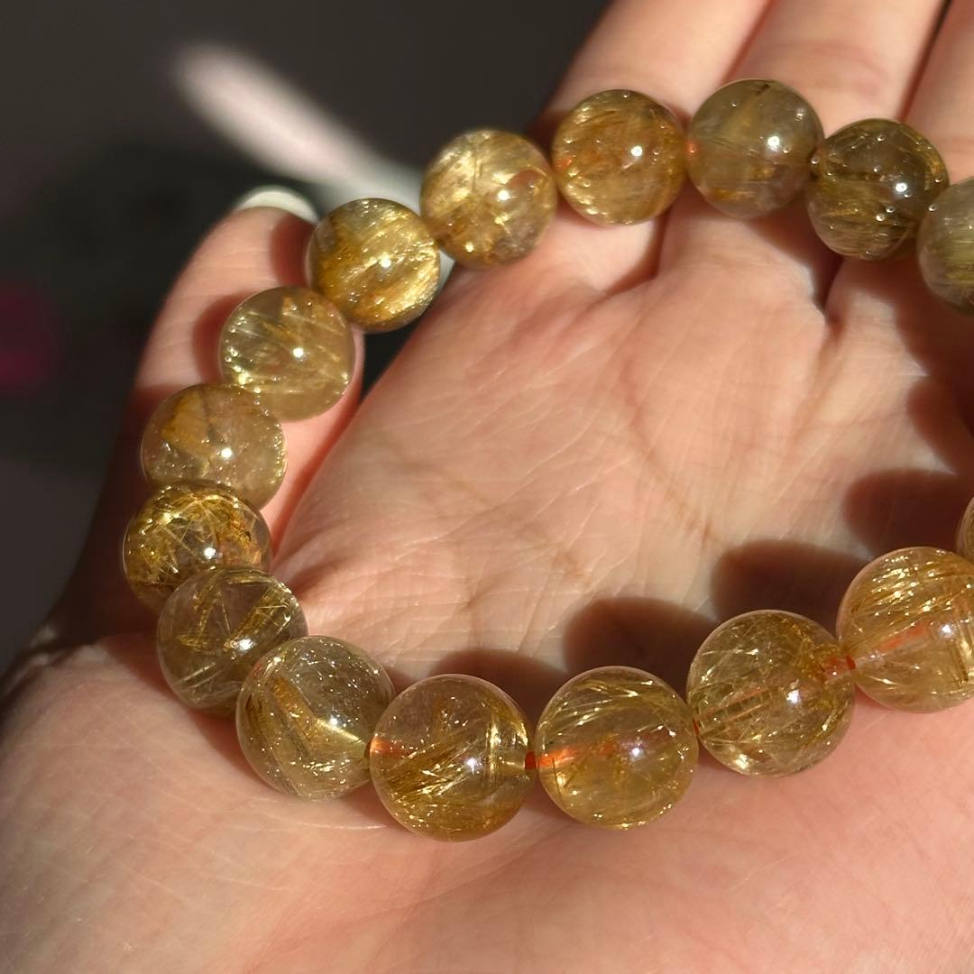 【超破格】期間限定 最高品質 タイチン ルチルクォーツ 11.5-12mm 金運