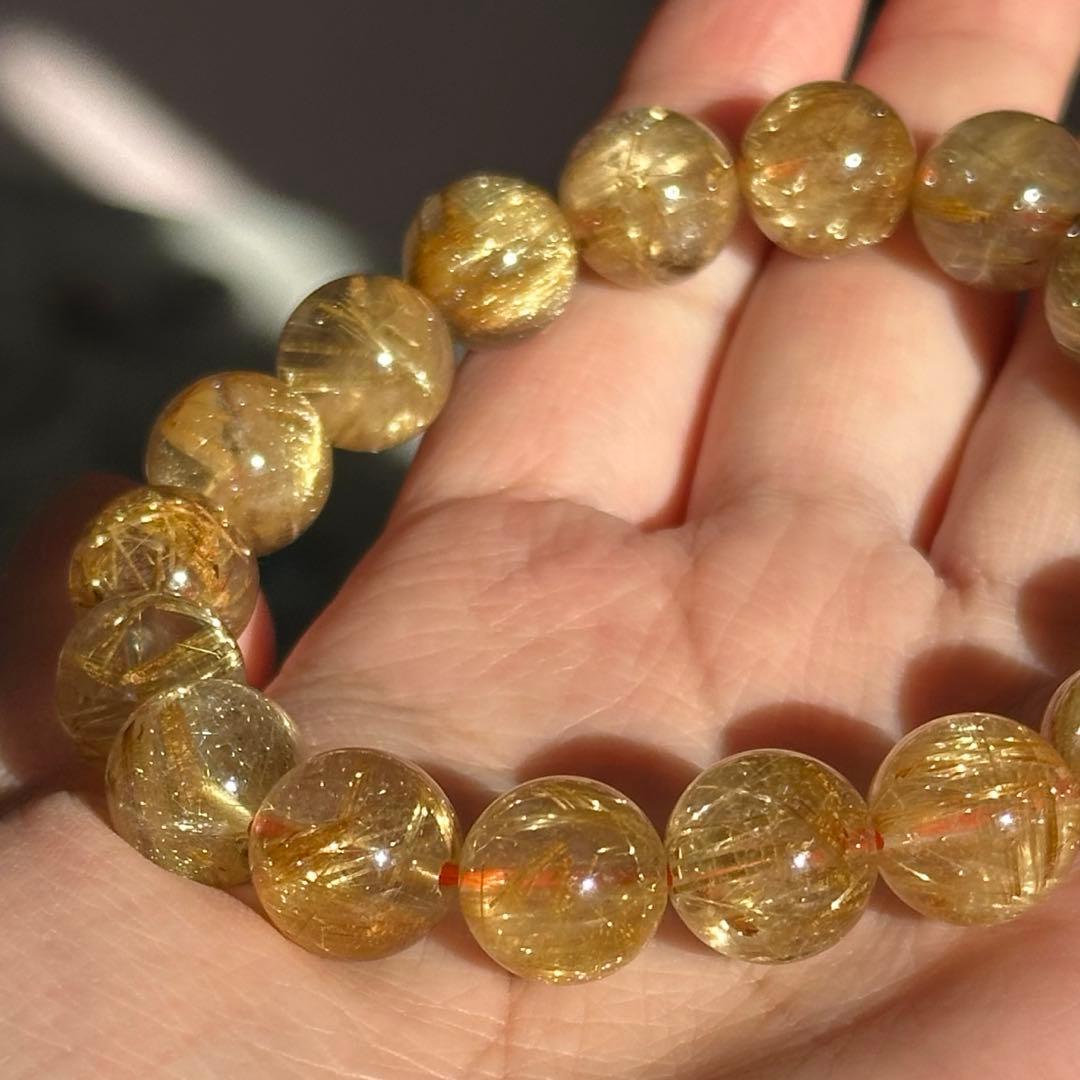 【超破格】期間限定 最高品質 タイチン ルチルクォーツ 11.5-12mm 金運