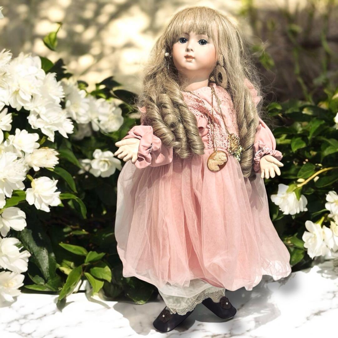 ビスクドール ロングフェイス ジュモー 作家様 ワンピース ドレス ボネ