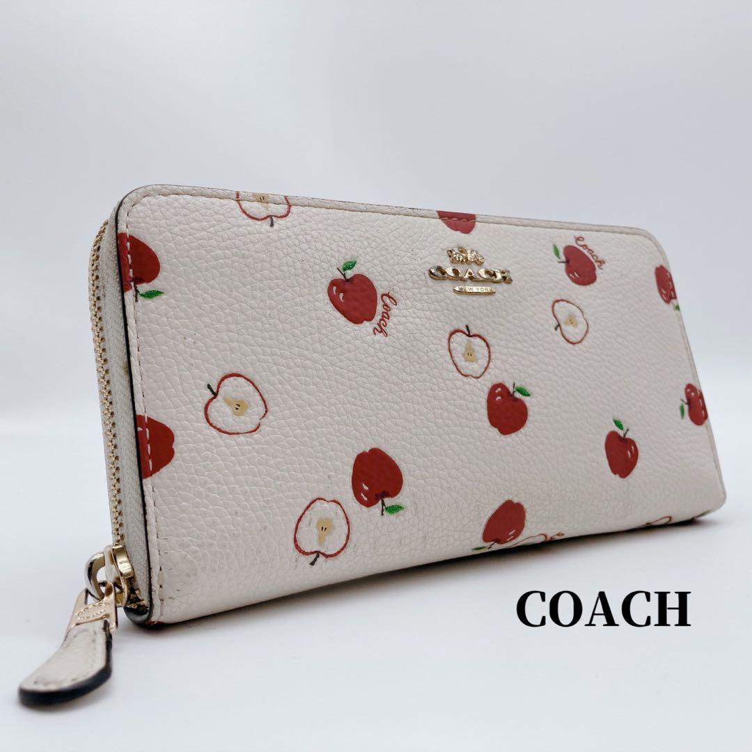 COACH アップルプリント 長財布 ホワイト りんご コーチ - メルカリ