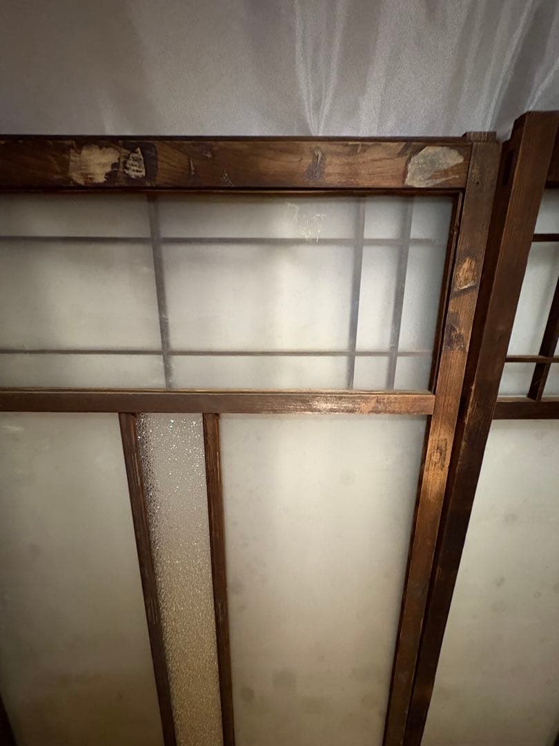 オズネロ　引き取り限定　木製建具　レトロガラス　4枚セット