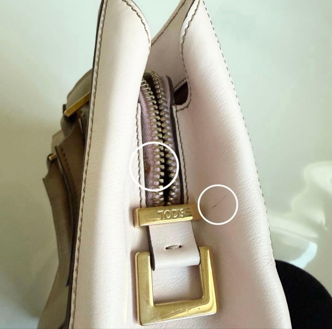 TOD'Sトッズ Dキューブバッグ ピンク ベージュ ハンドバッグ