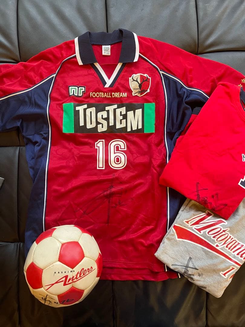 直筆サイン】本山雅志 鹿島アントラーズ ユニフォーム 2000-2001未使用