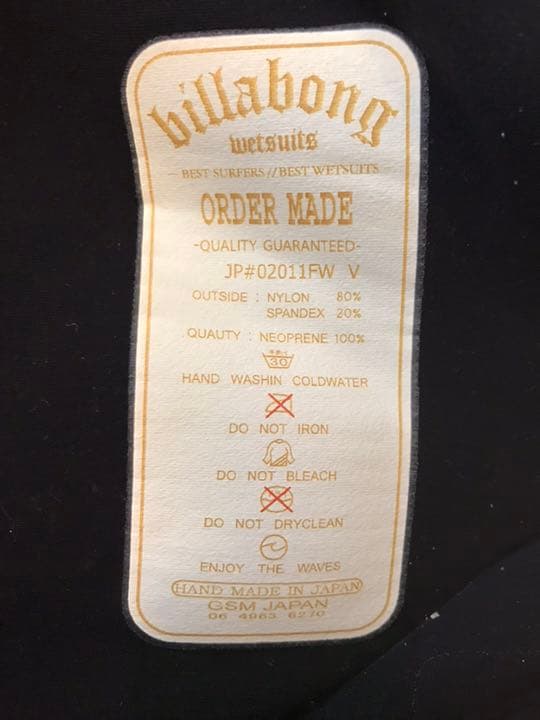 ウェットスーツ セミドライ ビラボン オーダー品