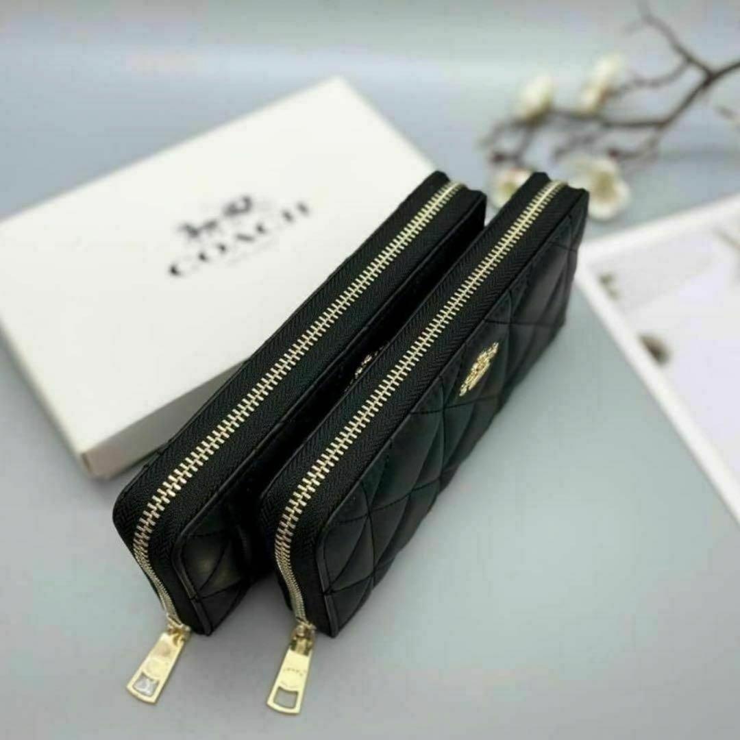 【ワケあり】COACH コーチ 財布 希少 キルティング ブラック レザー