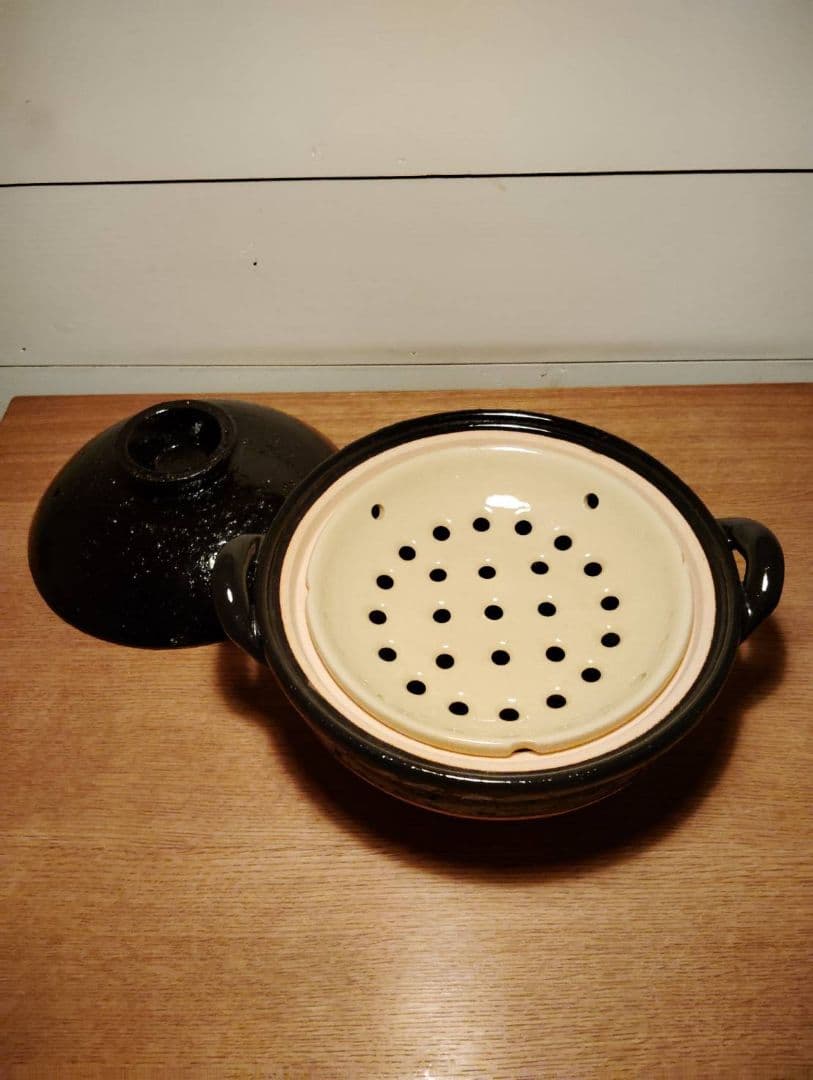 美品　永谷園　ヘルシー蒸し鍋　27cm　　土鍋