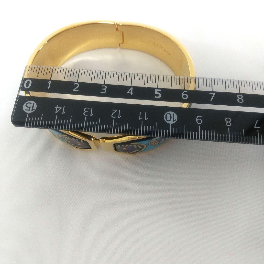 ミカエラフレイ ブルー青系 バングル ゴールドエナメル