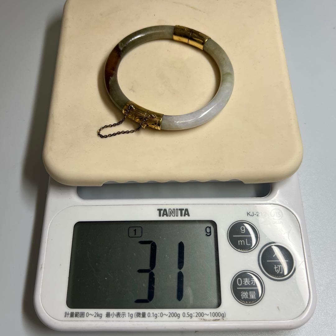 14K刻印 翡翠バングル 31g 東Y8-0109☆2Fトヒチサ
