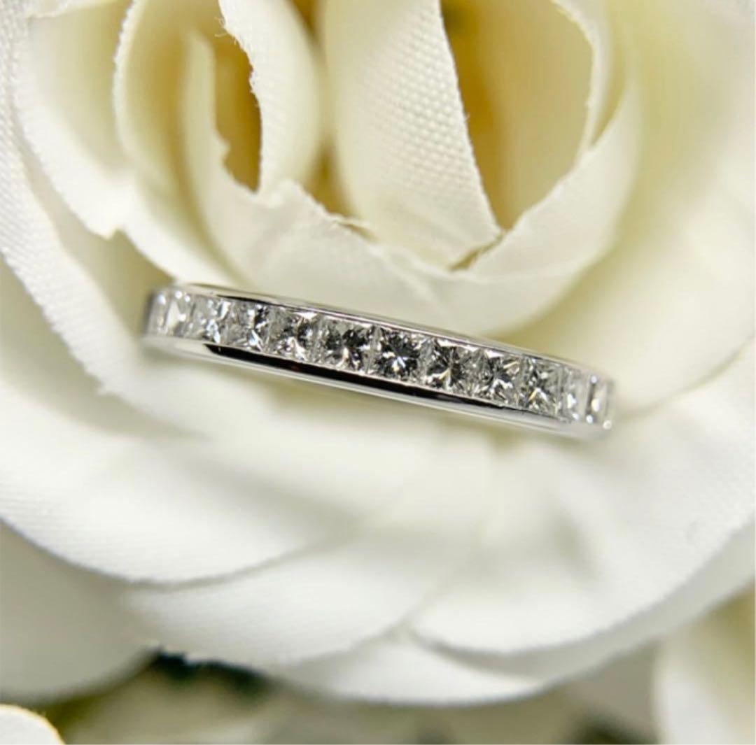 プリンセスカット ダイヤモンド エタニティ リング 0.59ct ダイヤ