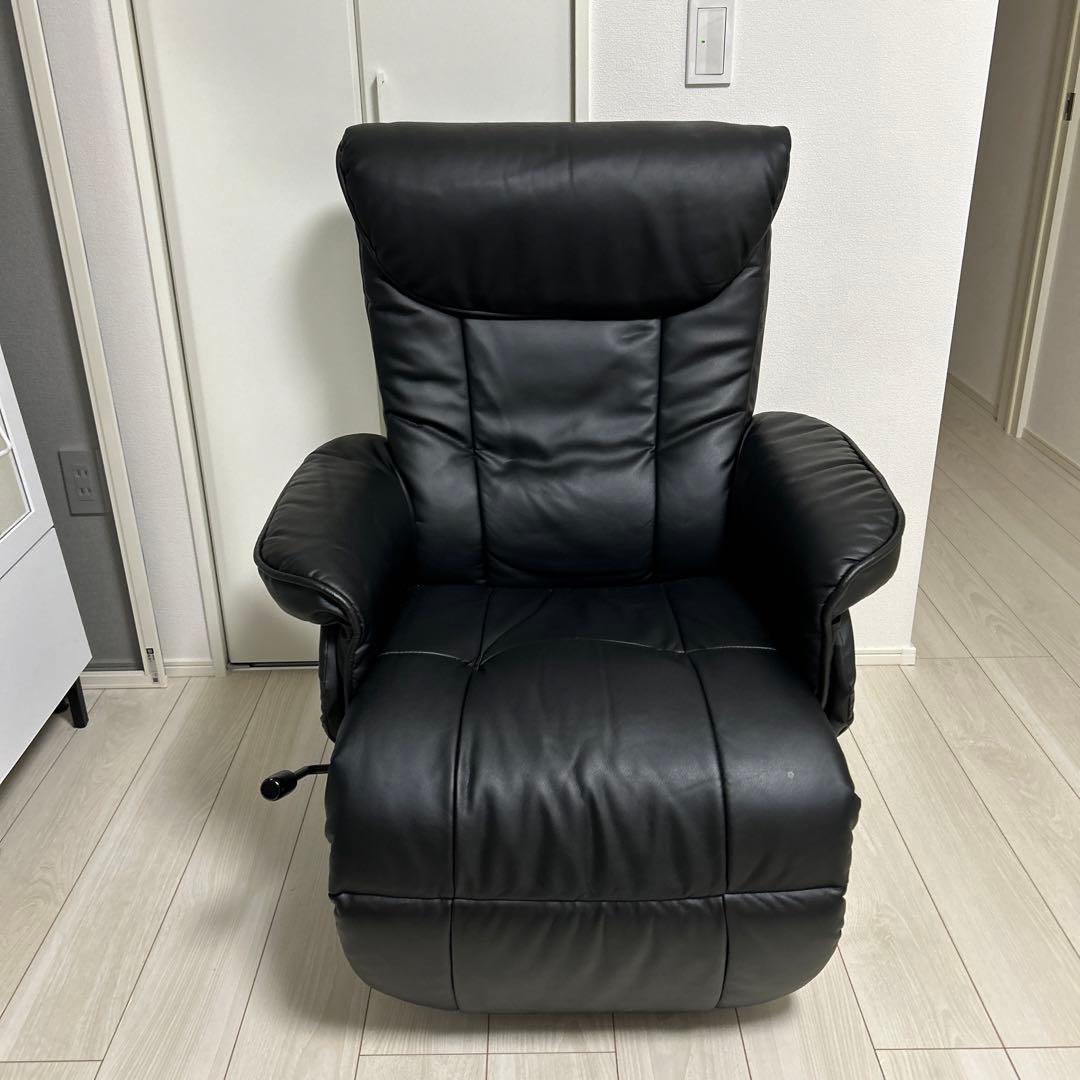 黒 合成皮革 リクライニングチェア