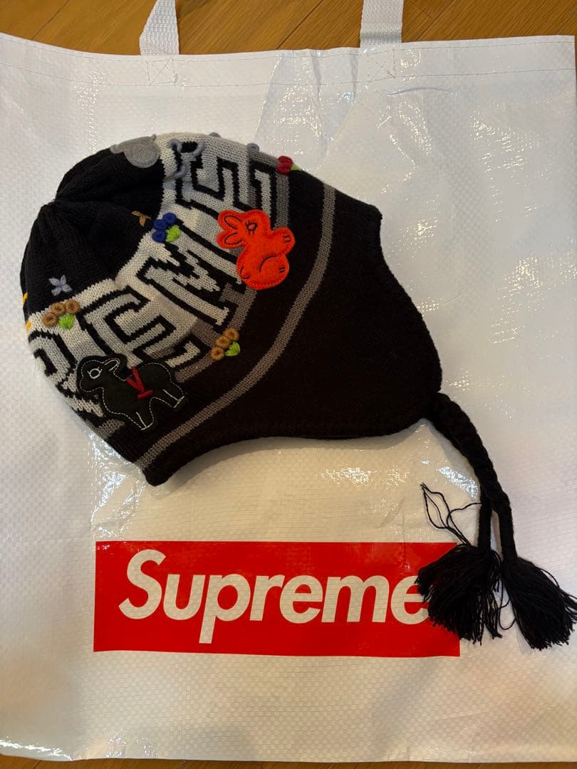 帽子 SupremeFeltAppliqueEarflapBeanie \"Black\"