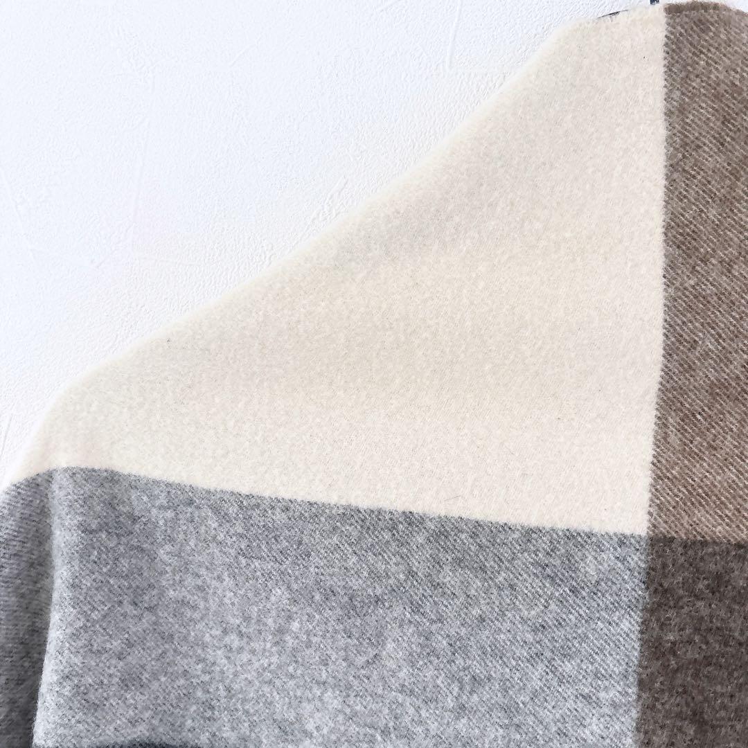 BEGG&CO ユナイテッドアローズ カシミア混 チェック 大判 ストール 茶系