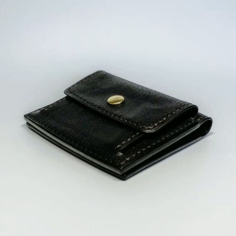 本革 二つ折り 財布 ヌメ革 シボ革 ハンドメイド ミニウォレット