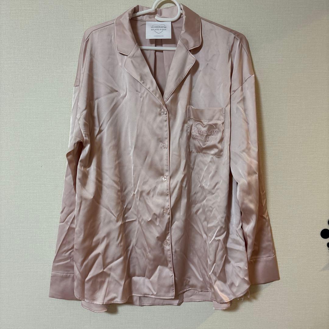 gelato pique サテンシャツ＆ショートパンツセット