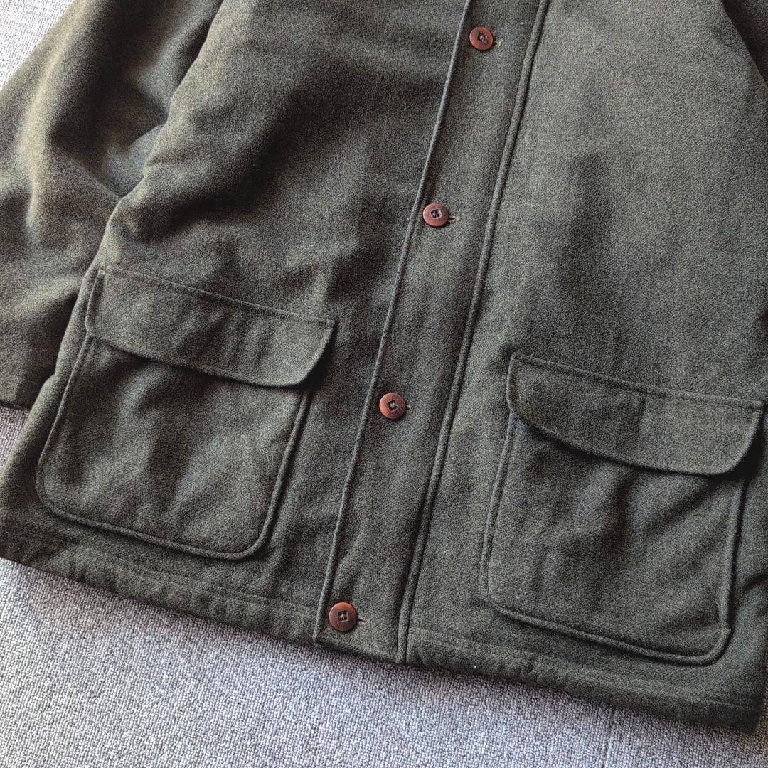 90s L.L.Bean ウール ハーフコート ジャケット オリーブ 古着 XL