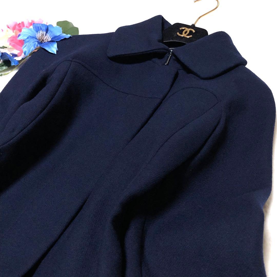 未使用級 マックス&コー チェスターコート フリル ドット ダーク