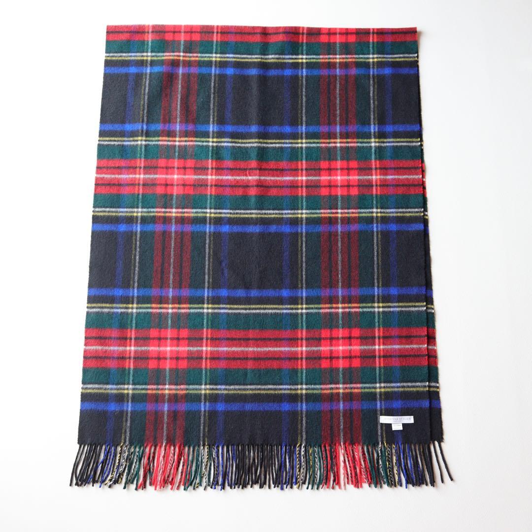 5385【極美品】ジョンストンズ　大判ストール カシミヤ100％　チェック