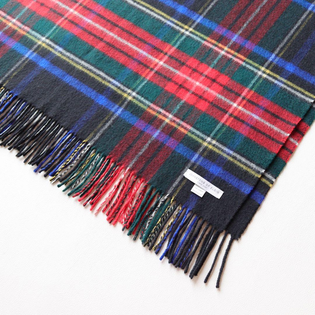 5385【極美品】ジョンストンズ　大判ストール カシミヤ100％　チェック