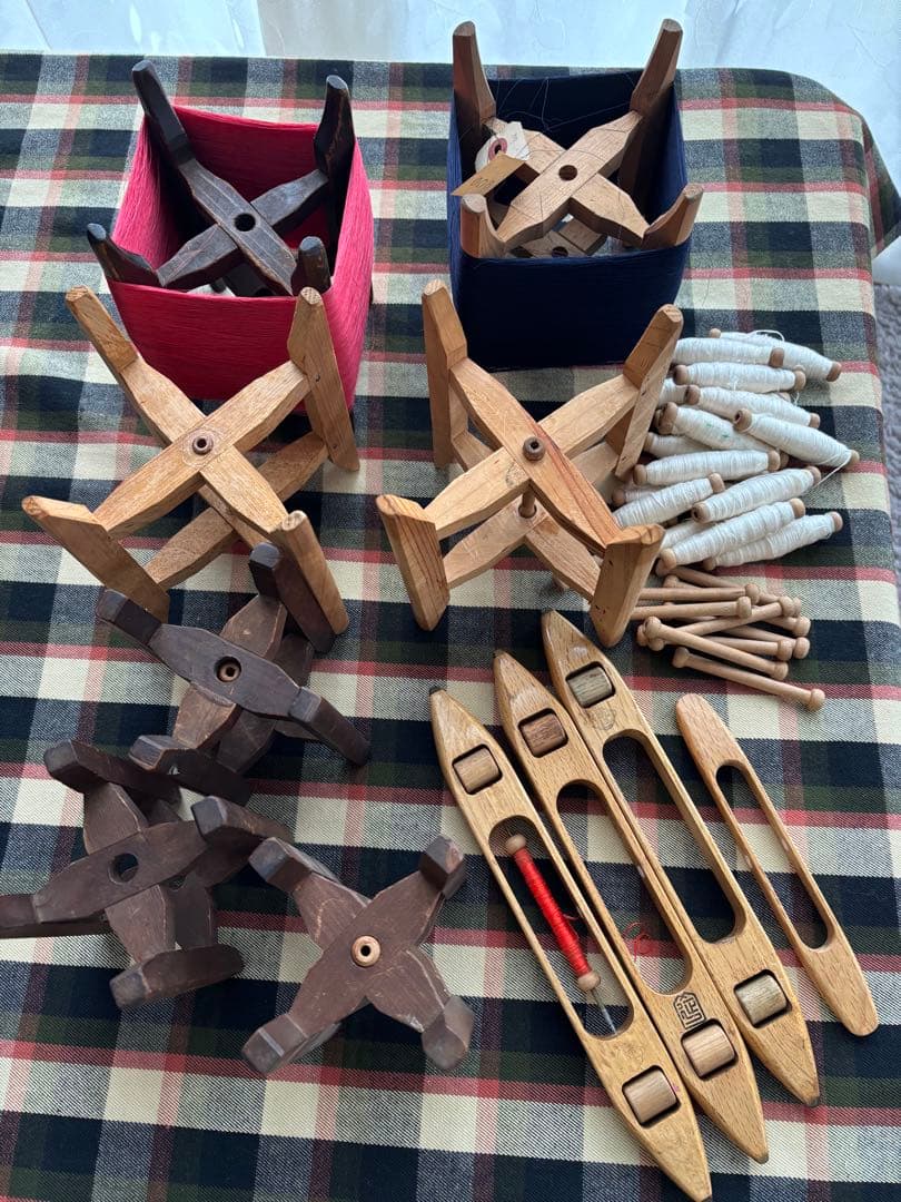 糸巻き機、機織り小物