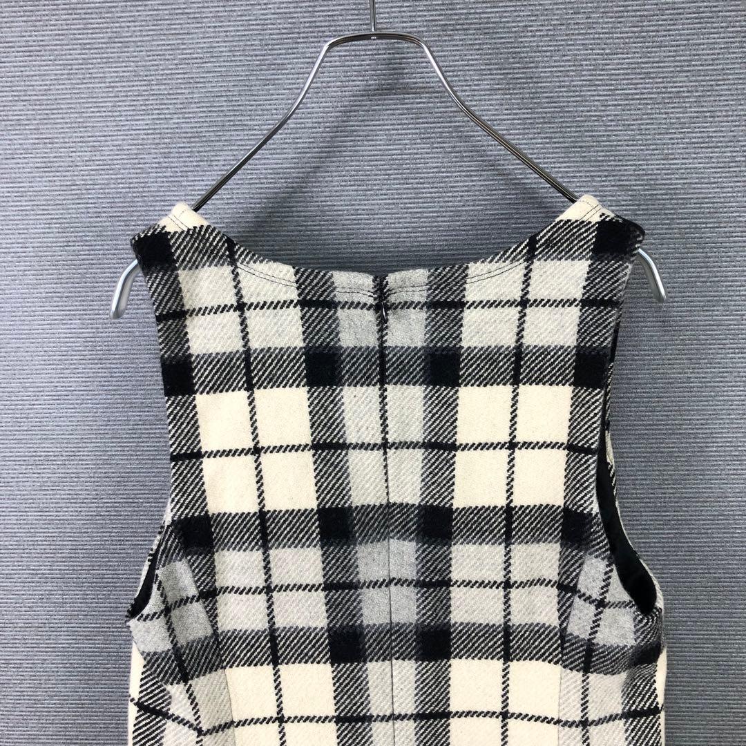 BURBERRY チェック ウール ジャンパースカート 38 ベージュ