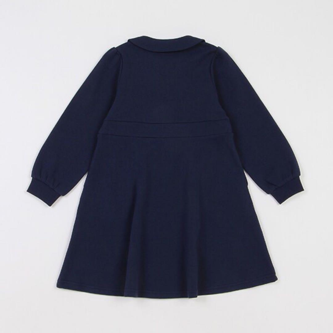 メゾピアノ　新品　140 ウエストビジュー衿つき前開きワンピース　ジップアップ