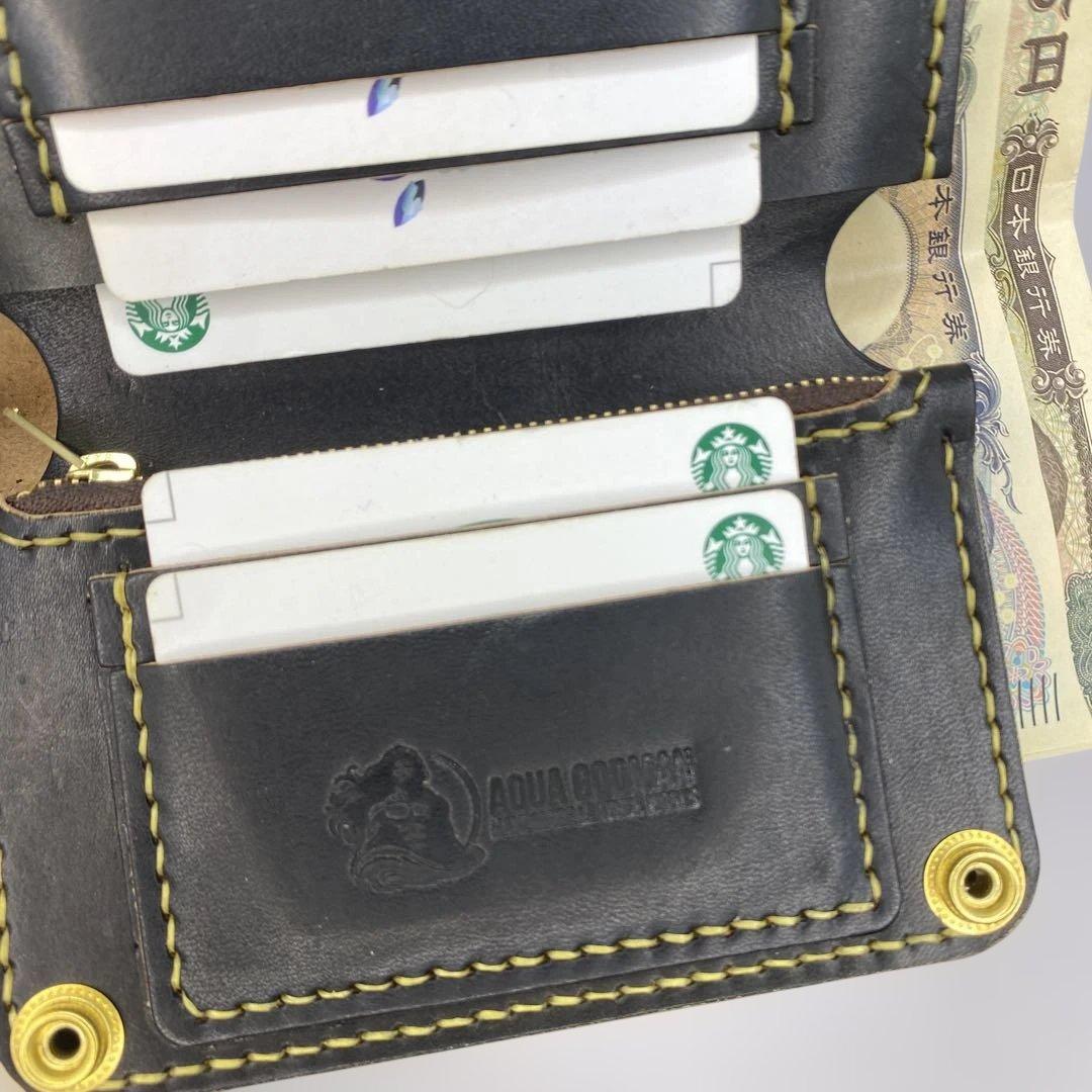 無骨！お札折らずに収納できる無骨な手染めミドルトラッカーウォレット BTW