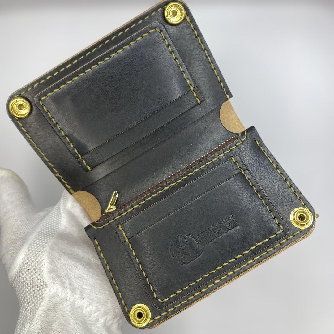 無骨！お札折らずに収納できる無骨な手染めミドルトラッカーウォレット BTW