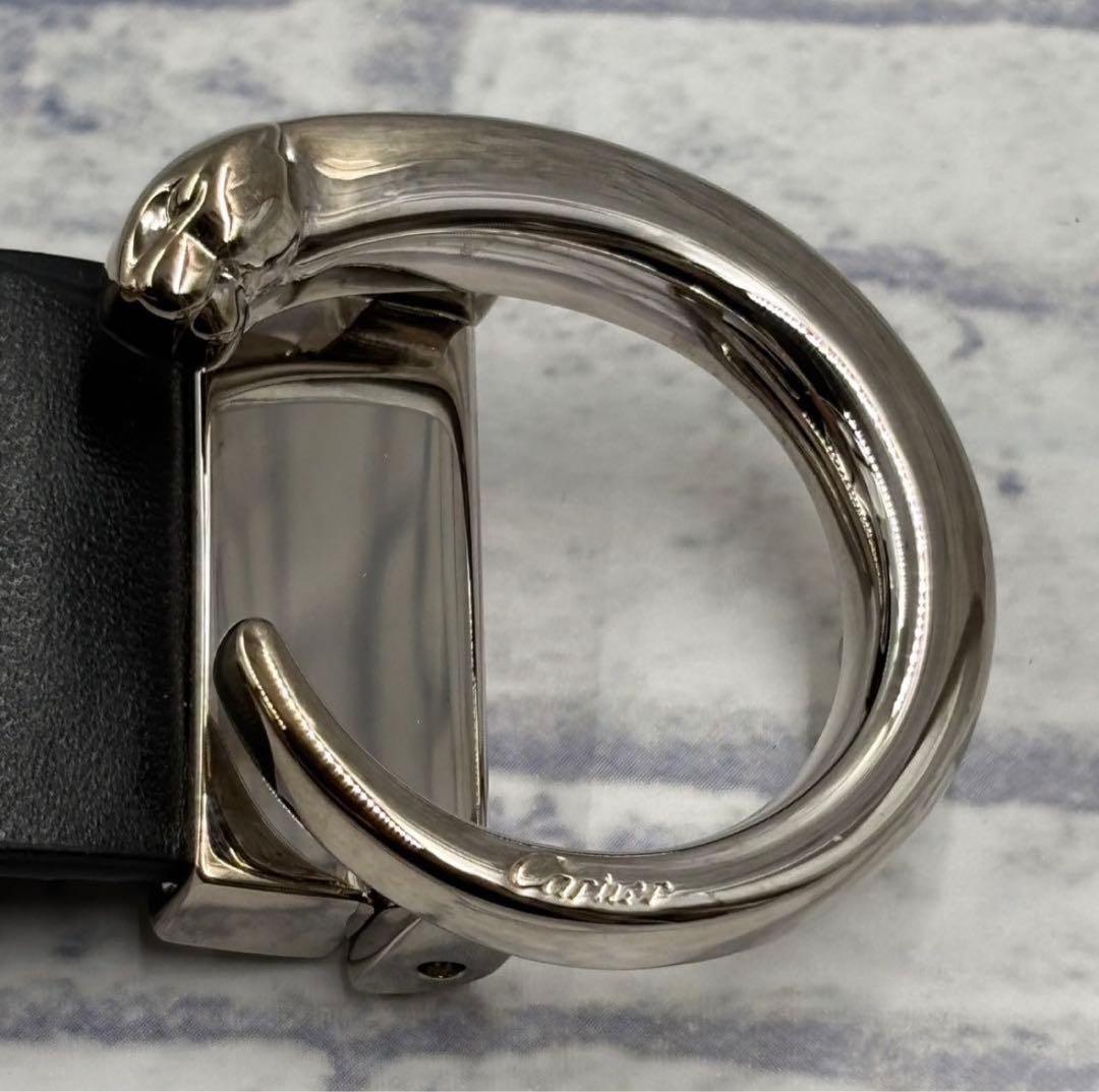 Cartier ブラックレザー ベルト/パンテールCバックル