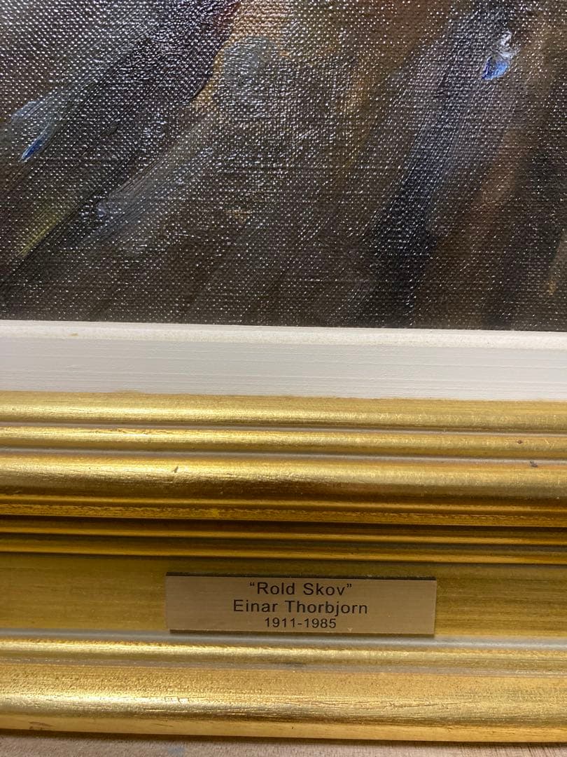 油彩　油絵　肉筆　ロルドの森　<Ｅ・T horbjorn> サイン額装有り