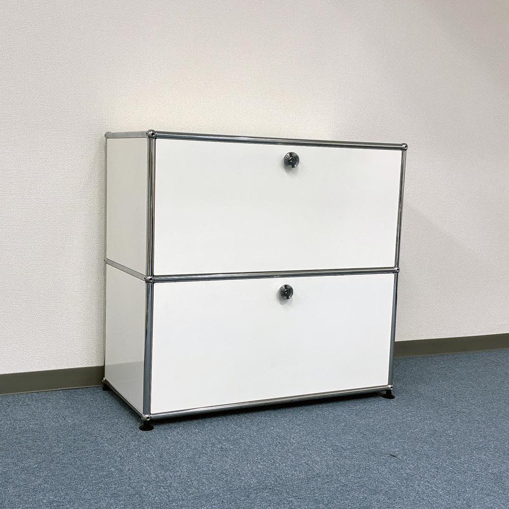 中古 USMハラー｜キャビネット サイドボード 1列2段 ピュアホワイト