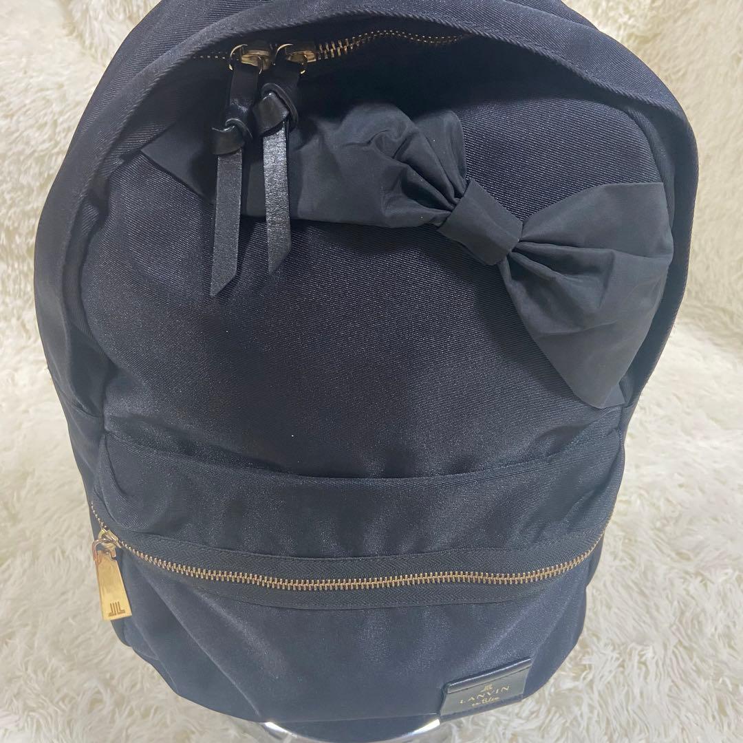 美品 LANVIN en Bleu トロカデロ リボンモチーフ ナイロンリュック