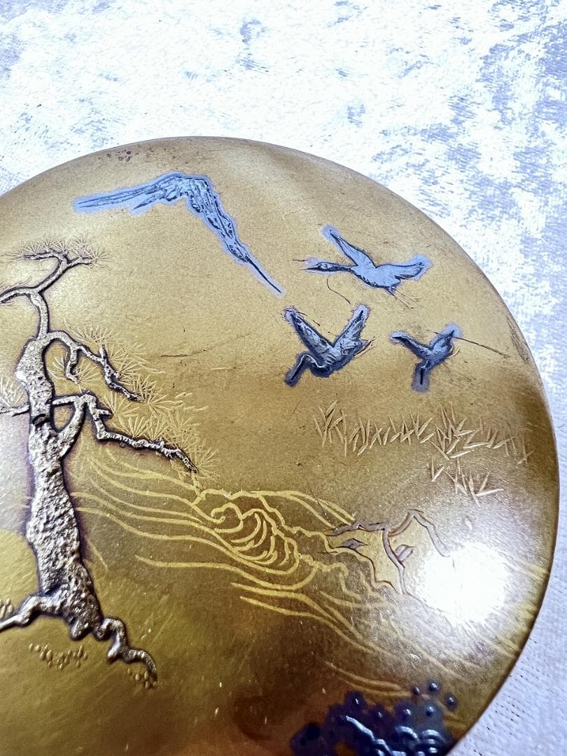 金蒔絵山水紋香箱 江戸期 合せ箱 金銀 富士山 高蒔絵 山と鳥