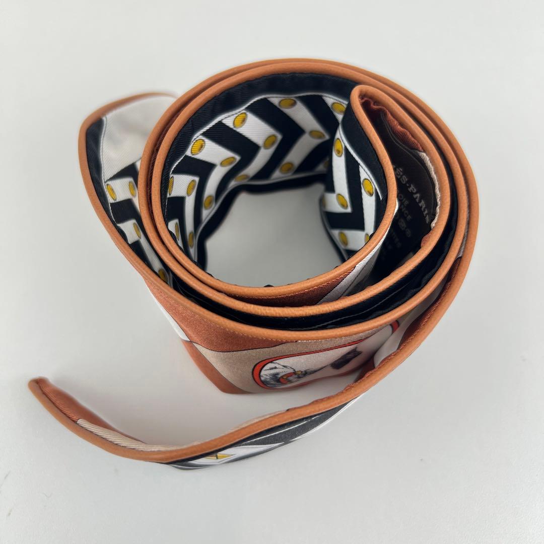 新品 HERMES エルメス ツイリー コリエ・エ・シアン ブラウン レザー