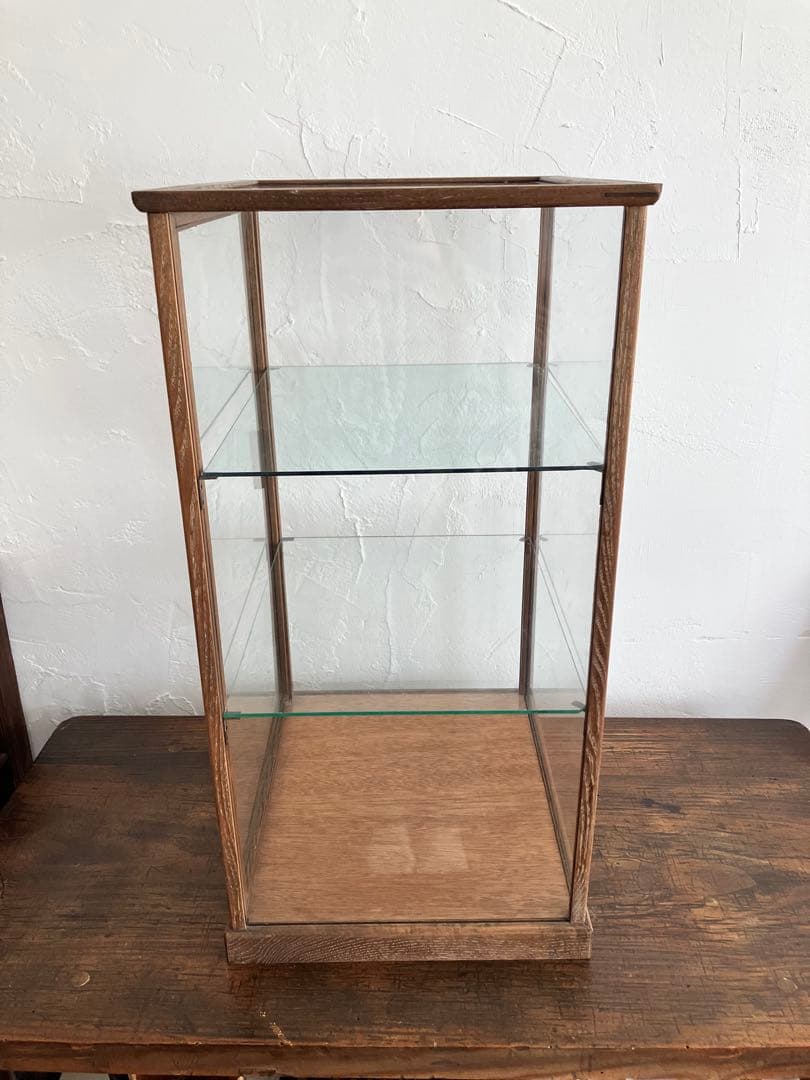 【引取限定】古い木枠のガラスケース 3段ショーケース 木製コレクションケース
