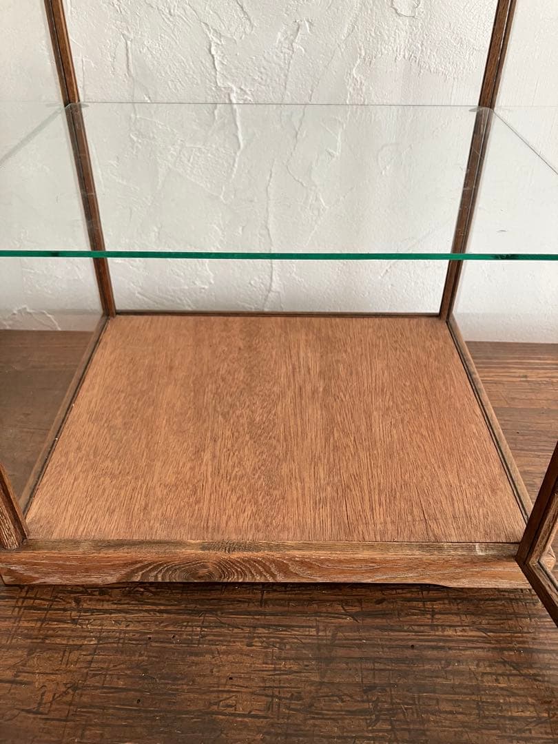 【引取限定】古い木枠のガラスケース 3段ショーケース 木製コレクションケース