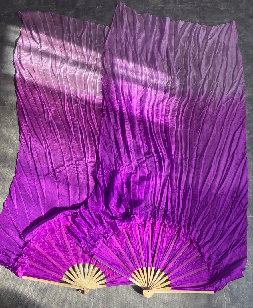ベリーダンス用紫ファンベールシルク扇子グッズ創作ダンスやよさこい