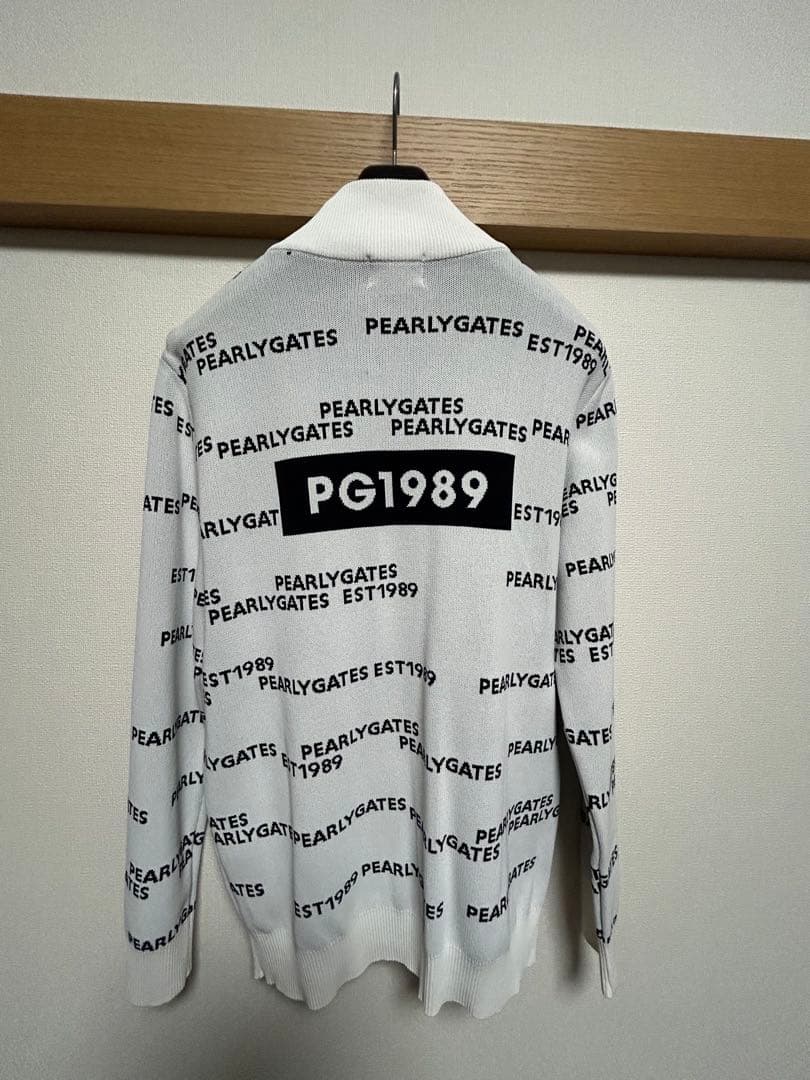 PEARLY GATES ロゴプリント ジップアップセーター