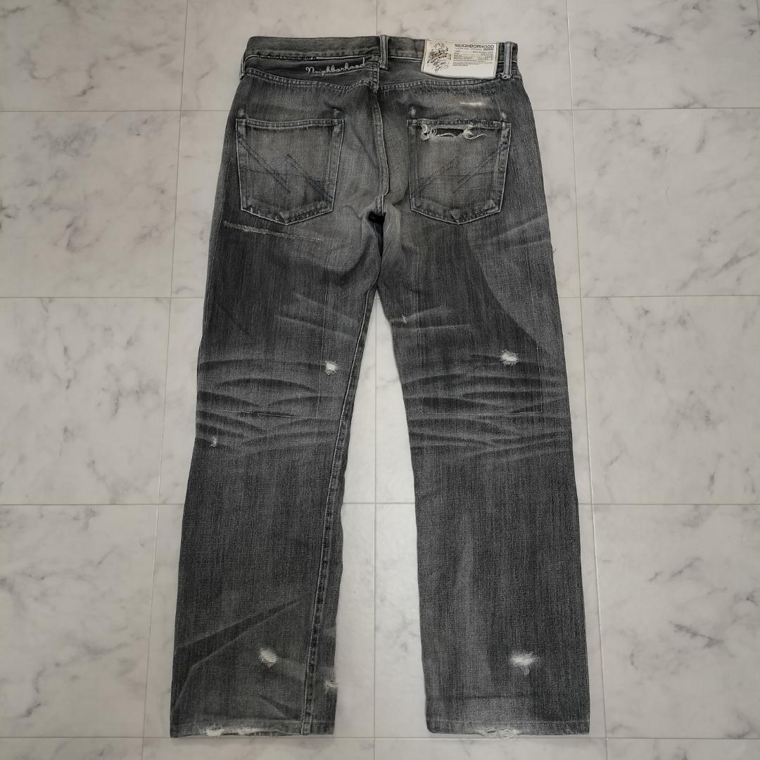 ネイバーフッド ビヨンドサベージミッドストレートデニム M ジーンズ ダメージ