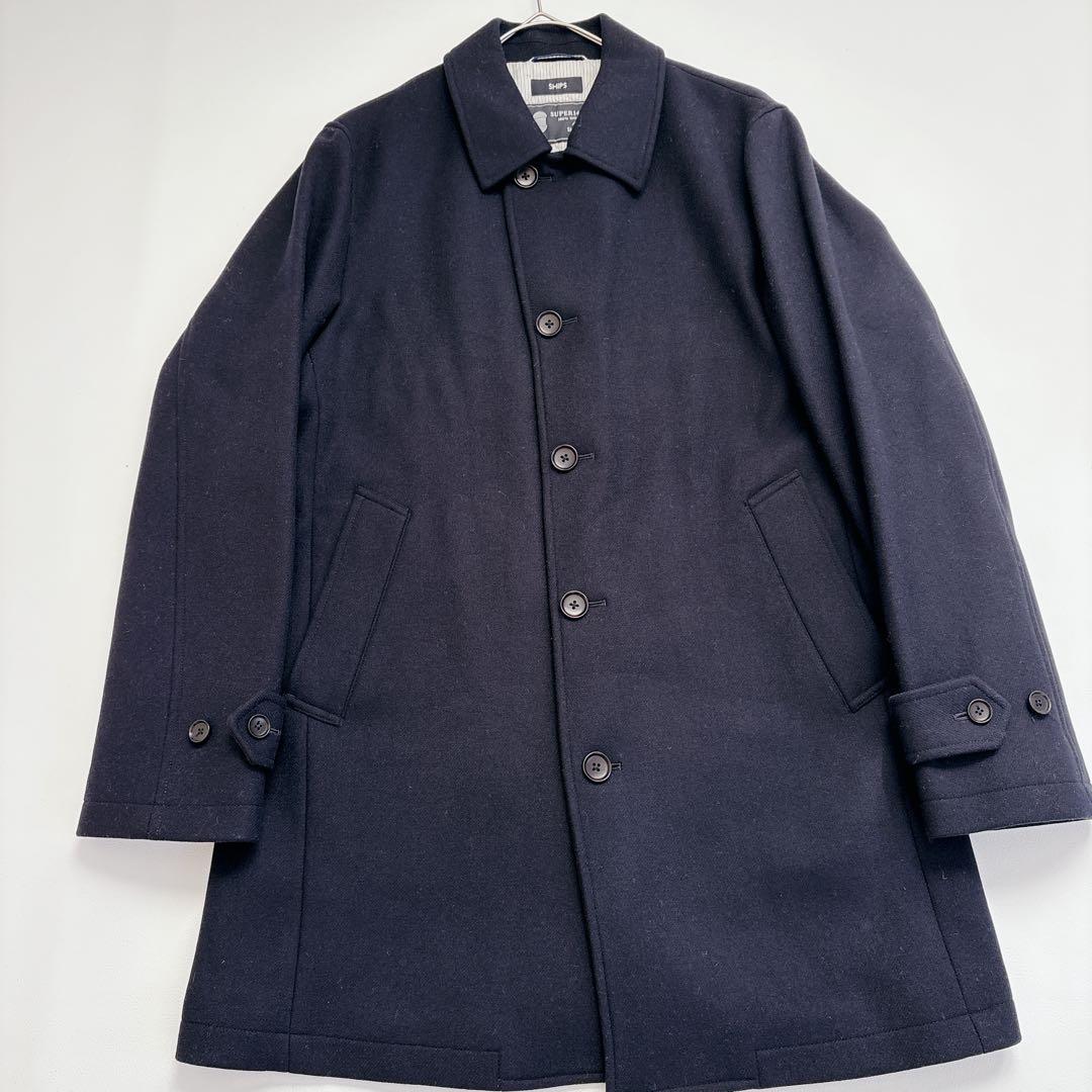 SHIPS スーパー140 ステンカラーコート キルティング サイズXL