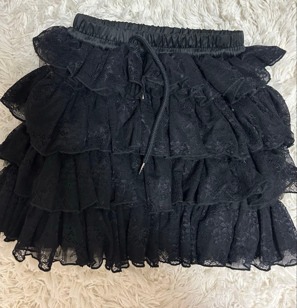 最終値下げ Darich ボリュームレースミニスカート freeサイズブラック