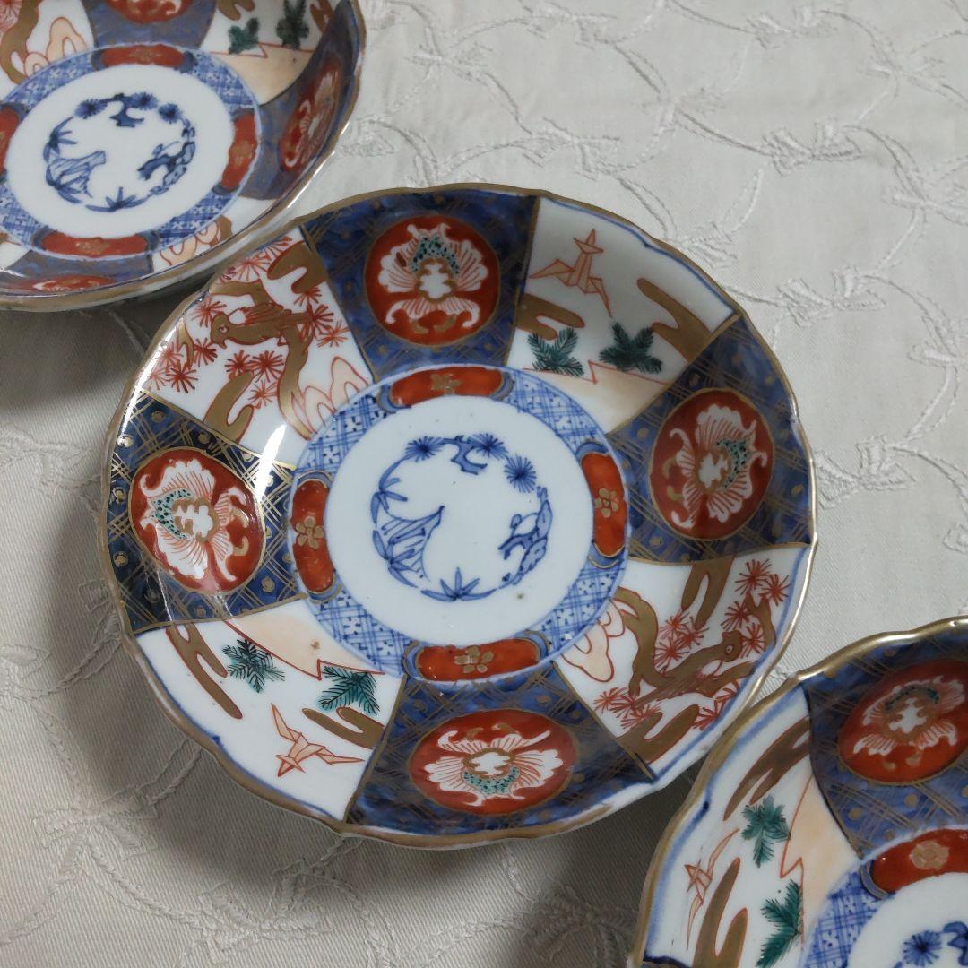 蓋椀2客5弁花紋様金彩手書き古伊万里江戸時代冨貴長春歌人和骨董