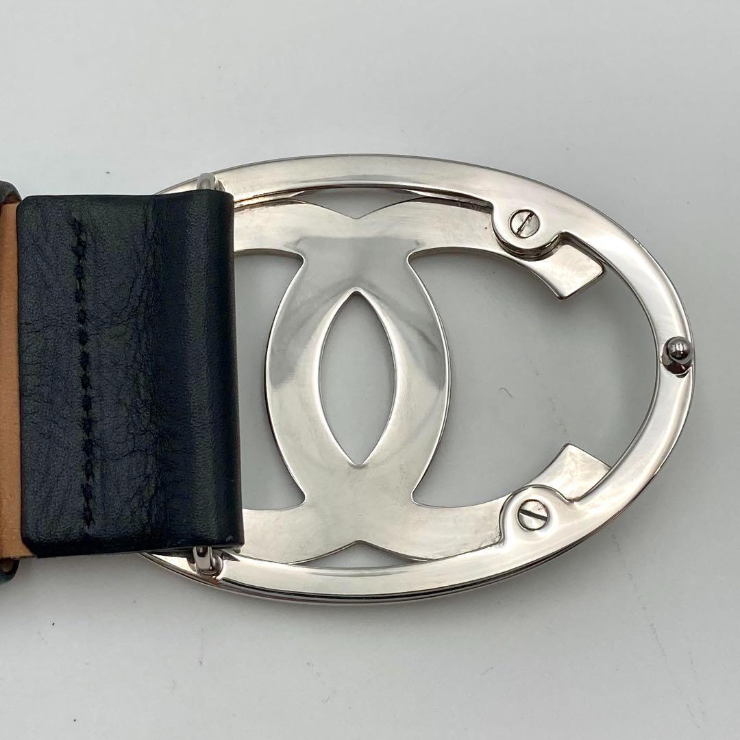 極美品　CHANEL ベルト ココマーク バックル ブラック デカロゴ