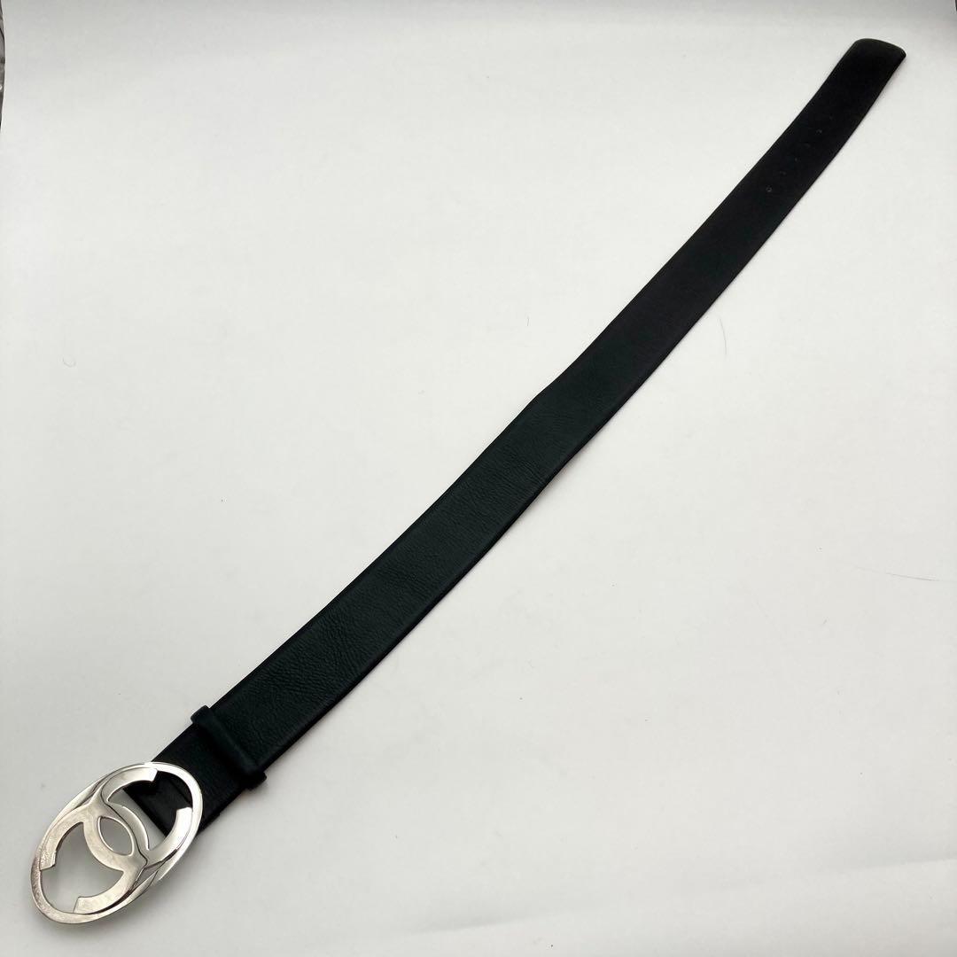 極美品　CHANEL ベルト ココマーク バックル ブラック デカロゴ