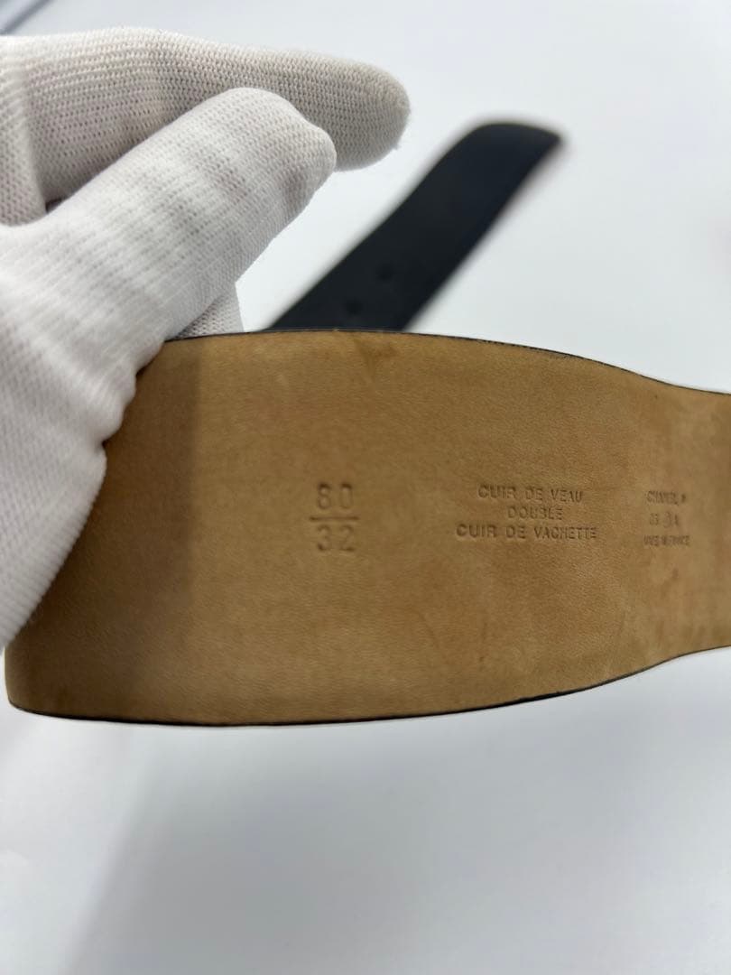 極美品　CHANEL ベルト ココマーク バックル ブラック デカロゴ