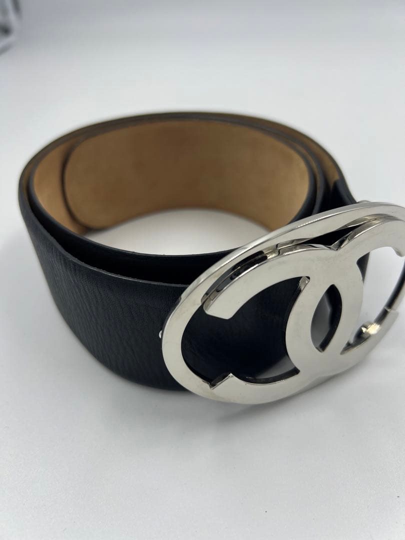 極美品　CHANEL ベルト ココマーク バックル ブラック デカロゴ