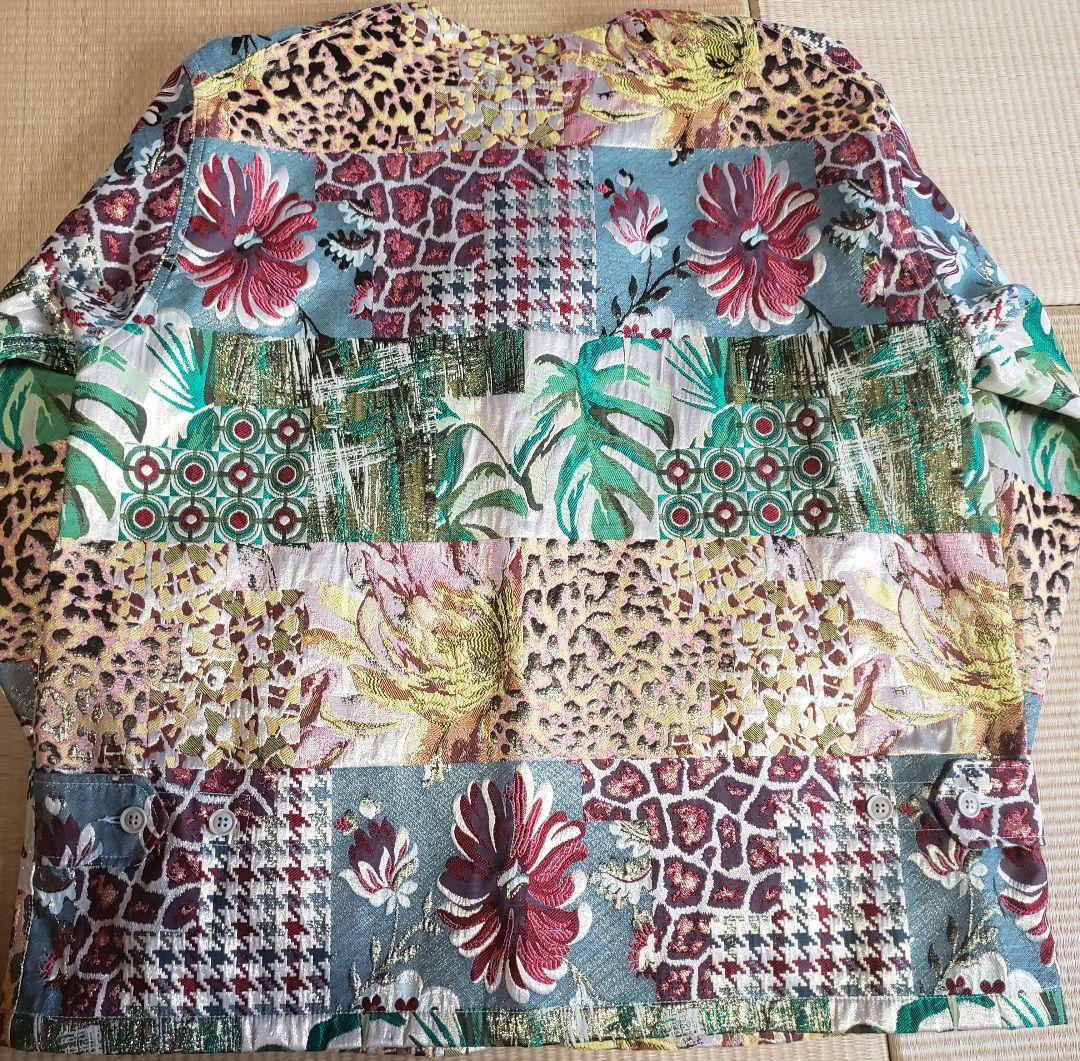 エンジニアードガーメンツ　総柄ノーカラージャケット